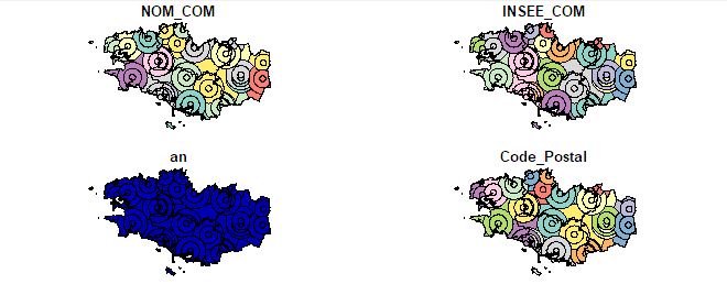 maps of Brittany (France) made with R and sf package