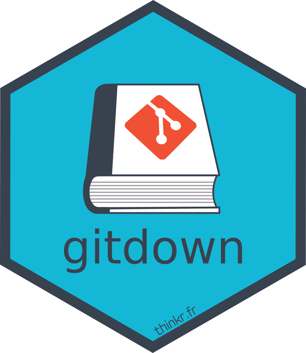 The hex logo of gitdown with a book having the logo of git on it
